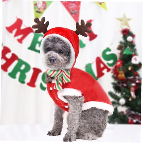 Disfraz navideño para perro con bufanda de reno L miniatura 3