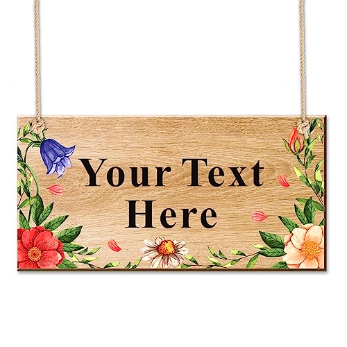 Personalized Yard Signs Garden Signs Custom Garden Signs and Plaques for Outside Wooden Welcome Sign Door Hanging Wall Sign House Plaque Home Decor Christmas Gardening Gifts with Any Text (Design 1)