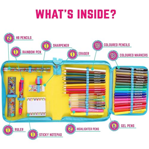 Girlzone Regalo Ragazza -Astuccio Portapenne Grande Per Bambine Accessorio Bambina Per Scuola, Casa E Vacanze - Astuccio Completo Con 43 Pezzi - Regali Per Bambina - 2