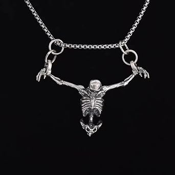 Men's Gothic Skull Necklace - Skull Necklace For Men Silver Stainless Steel Pendant Jewelry Perfect for Halloween, Pirate Style, and Gifts
