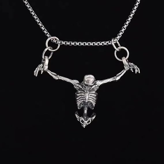 Men's Gothic Skull Necklace - Skull Necklace For Men Silver Stainless Steel Pendant Jewelry Perfect for Halloween, Pirate Style, and Gifts