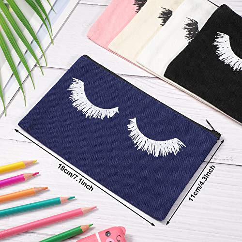 Weewooday 30 Pieces Eyelash Makeup Bags Canvas Makeup Bags Eyelash Cosmetic Bags Travel Make up Pouches with Zipper for Women, 5 Colors (7.1 x 4.3 Inch)4