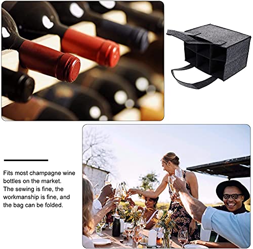 Image of GREENSHEEP 6 Bottle Wine Carrier Bag, Reusable Wine Bottle Tote Bag, Portable Wine Travel Bag with Handle for Picnic, Camping, Travel, Wine Tasting, Party (Grey)