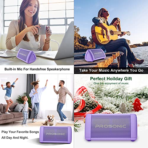 Image of BT3 Portable Wireless Bluetooth Speaker with 10W Stereo Sound and Bass Amplification - Rich Sound and Intense Bass - Bluetooth 5.0 - Microphone - IPX5 (Purple)