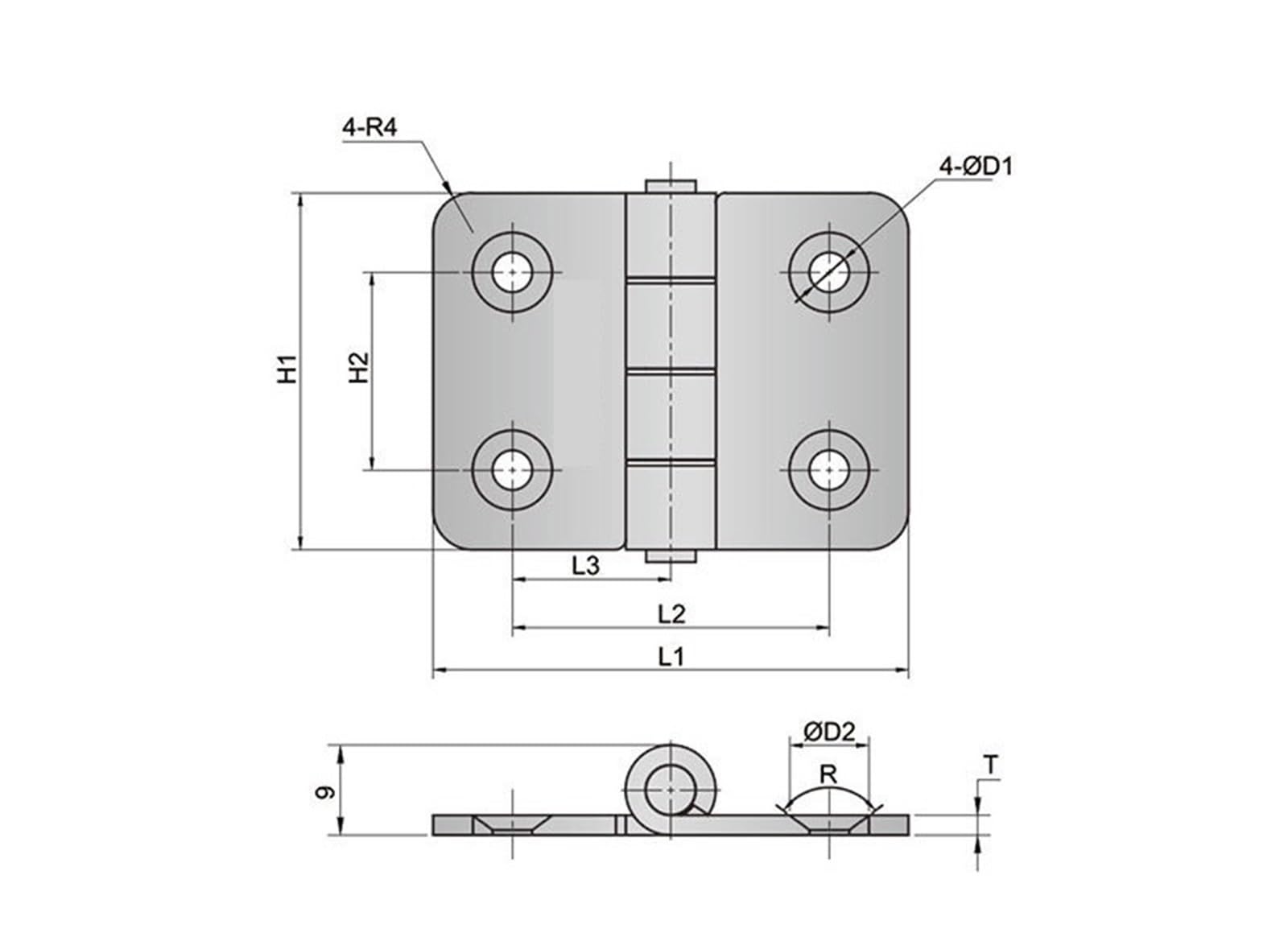 SK2-028-3 Outdoor Electric Cabinet Butt Hinge Stainless Steel Hing 1Pcs