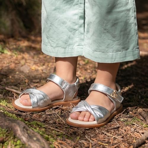 Image of THEE BRON Toddler Girls Sandals Wedding Flower Girl Dress Shoes Open Toe Flats