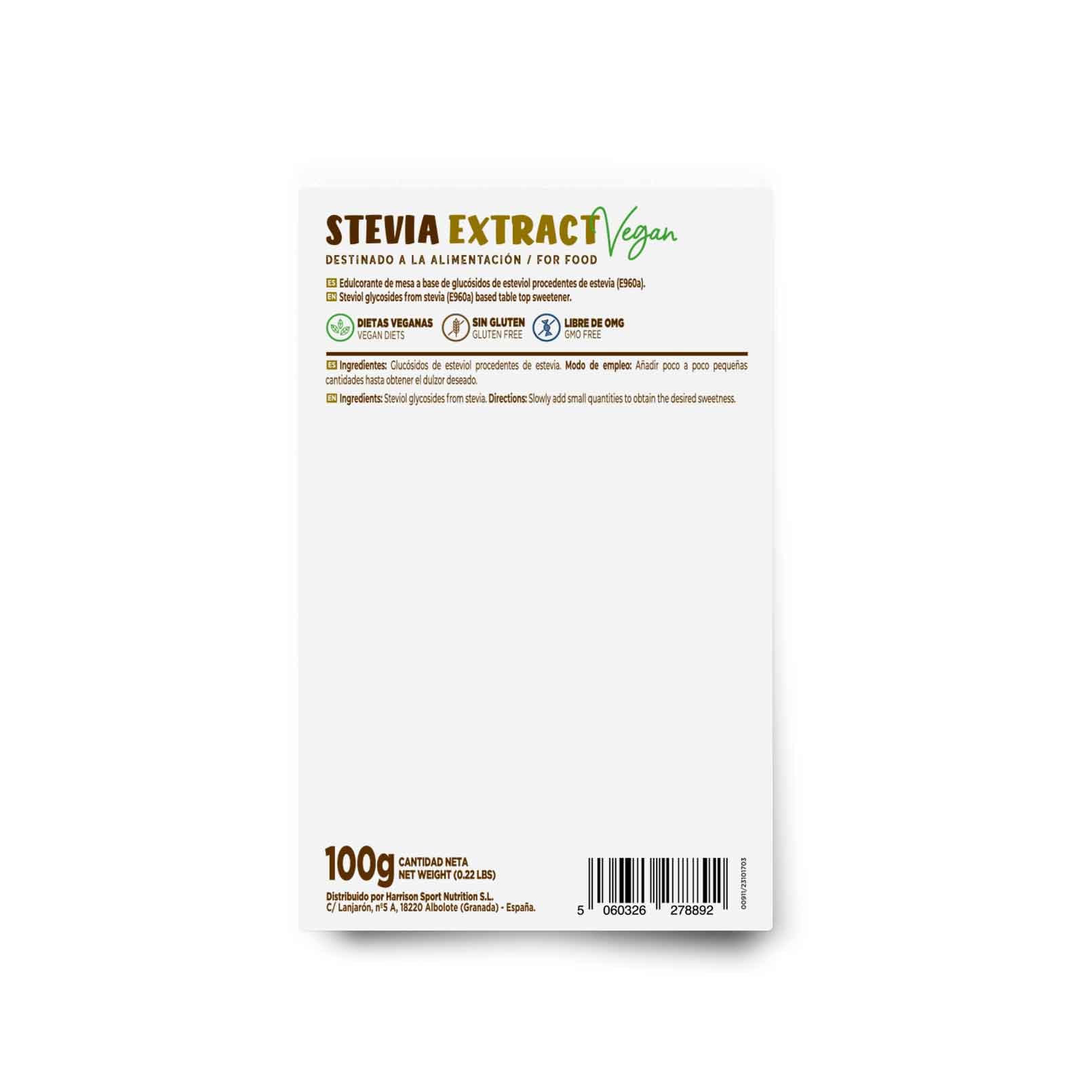 HSN Stevia en Polvo Natural | 100g | 100% Extracto de Hojas de Estevia | Polvo Fino | Sin Añadidos | Fácil de Mezclar | No incluye cacito dosificador | No-GMO, Vegano, Sin Gluten