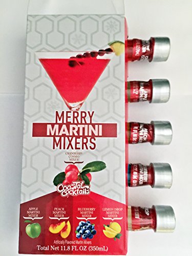 Merry Martini Mixers Gift Pack Artificially Flavored Cocktail Mixers Cranberry Apple Peach Blueberry Lemon Drop