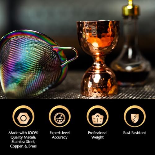 Hammered Bell Jigger by Bull In China - Premium Stainless Steel with 0.25oz to 2oz Measures for Cocktails, Bars & Bartenders - Thumbnail 4