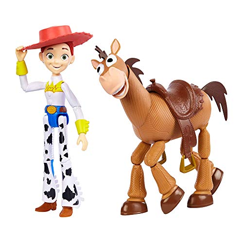 Disney and Pixar Toy Story Jessie and Bullseye 2-Pack Character Figures in True to Movie Scale, Posable with Signature Expressions for Storytelling and Adventure Play, Child's Gift Ages 3 and Up