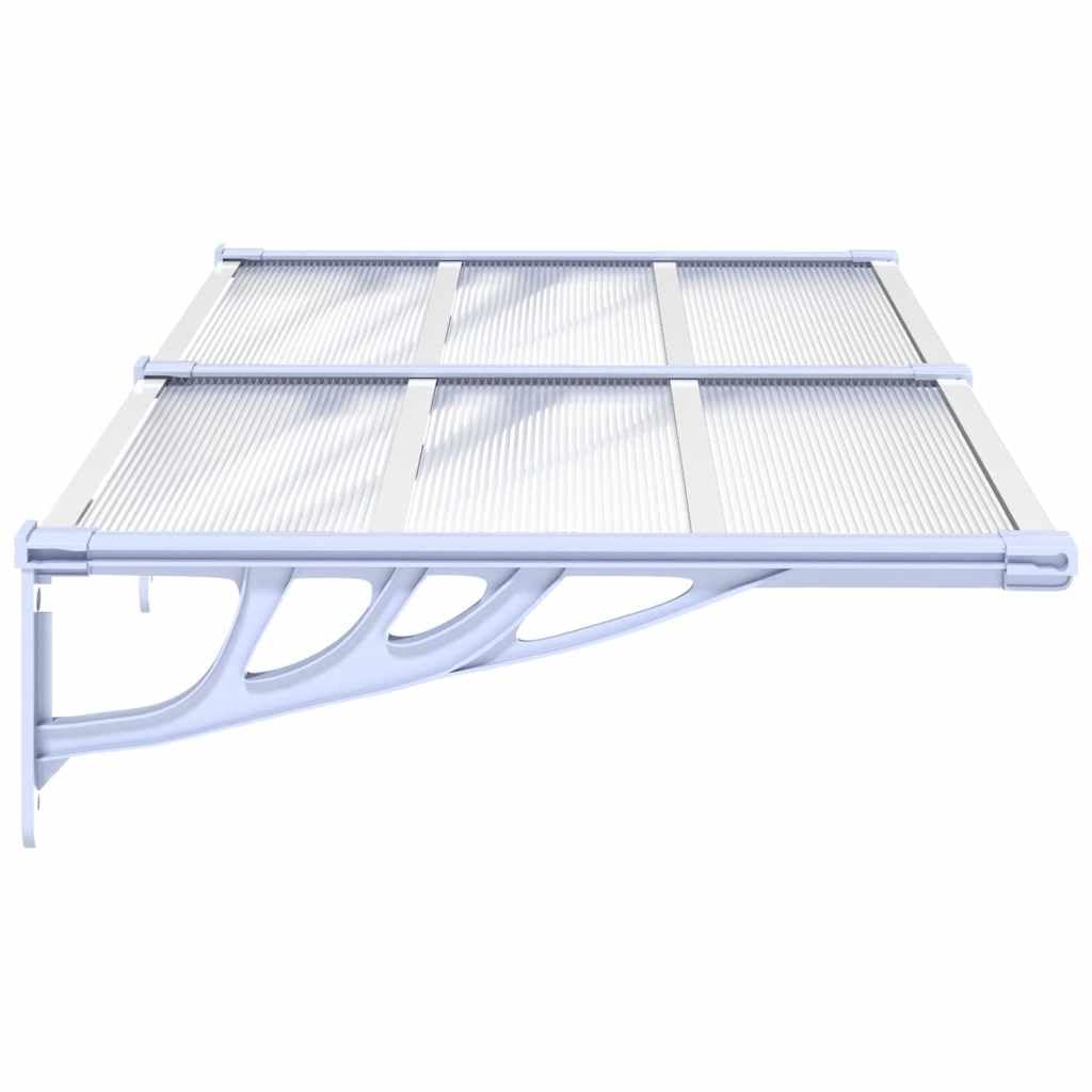 Auvent De Porte Marquise 396x90 Cm Gris Transparent - Protection Pluie Neige Polycarbonate
