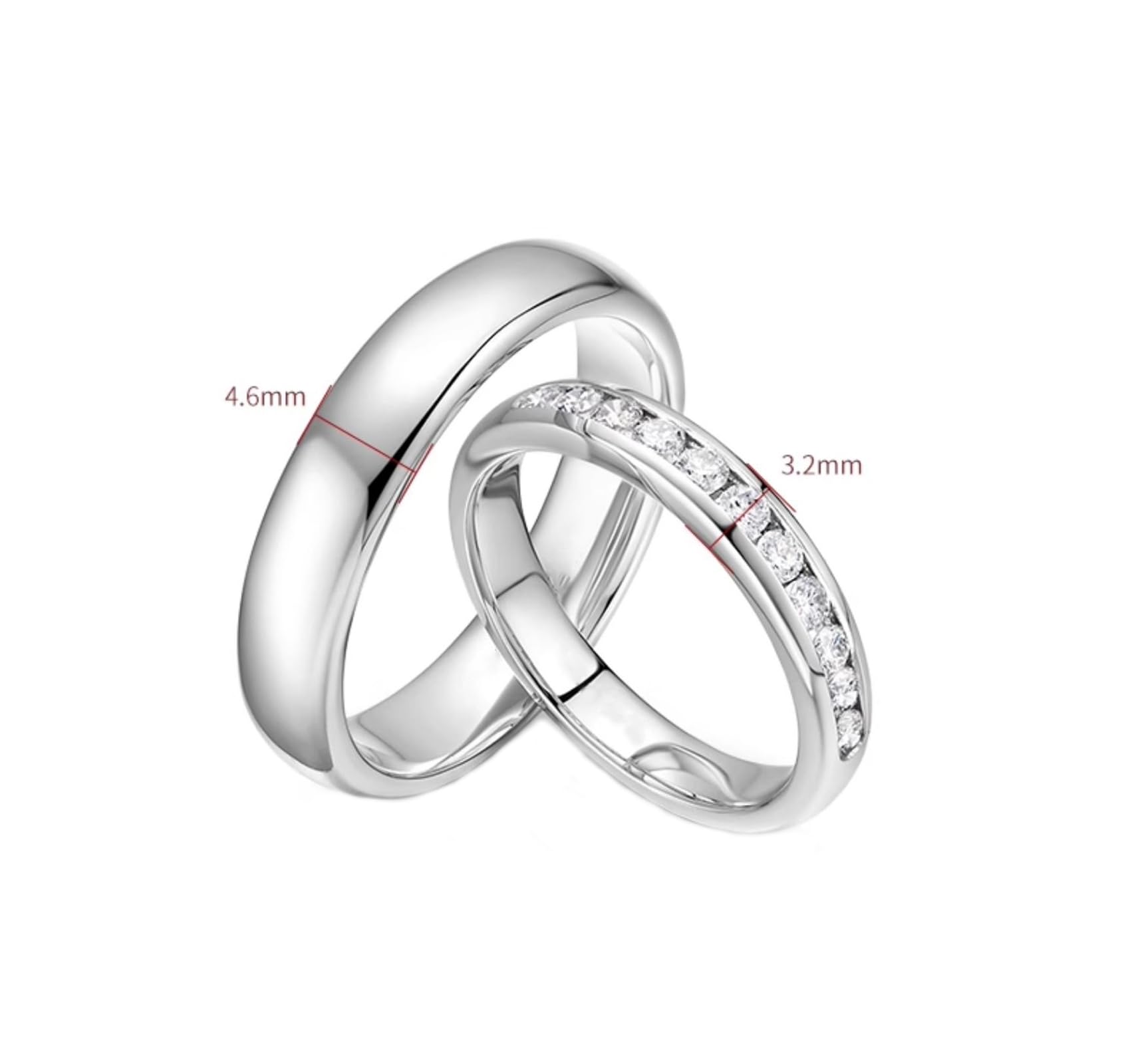 Alianzas de oro blanco, anillo de compromiso, oro real con diamantes auténticos, anillos de boda sencillos para mujer