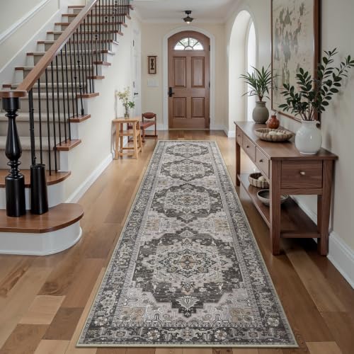 Image of Tangsoo Vintage 2.6x10 Hallway Runner Rugs, Washable Non Slip Rug Runners