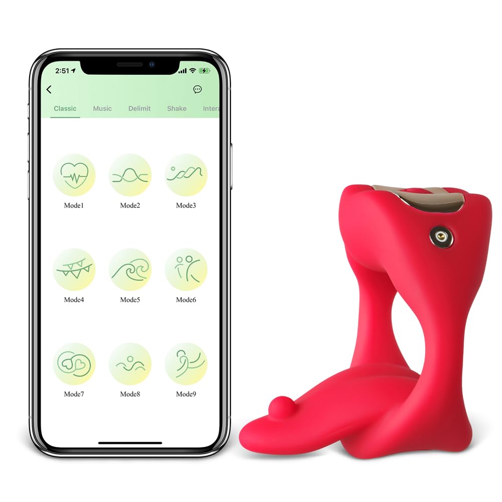 BeHorny Vibrating Cock Ring, App Controlled with Tongue Vibe Rechargeable Male Adult Sex Toys 10 Vibration Modes Penis Ring