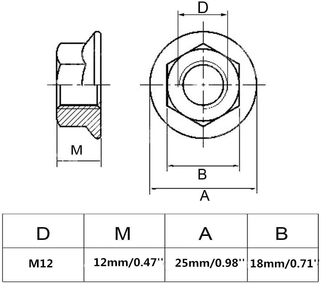 (8 Pieces) M12-1.75 Class 10 Hex Flange Nuts Zinc Yellow