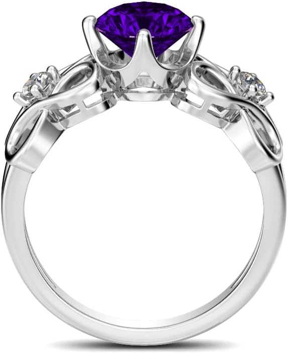 Personalized Birthstone Ring 1-2 Carat Gemstone Engagement Ring for Women Infinity Engraved Name Ring with Natural Diamond (D Color, VVS Clarity)