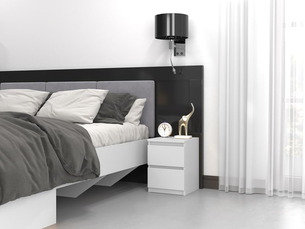 EUGAD Set van 2 smalle nachtkasten, nachtkastje met 2 vakken en lade, 25 x 30 x 66 cm, ruimtebesparend meubelstuk voor slaapkamer, woonkamer, van spaanplaat, eiken, 0010CTG-2
