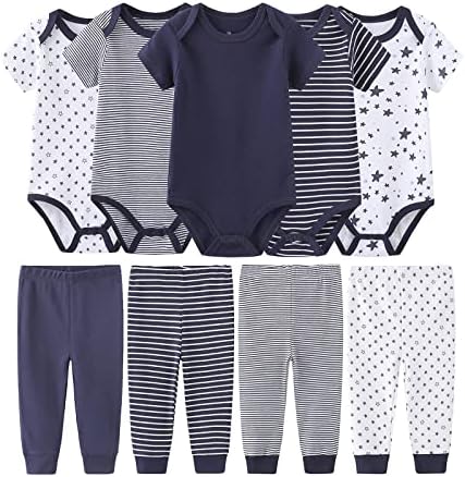 MAMIMAKA Short Sleeve Baby Bodysuit Newborn baby Pants Baby Clothes for Baby Boy and Girls clothes set
