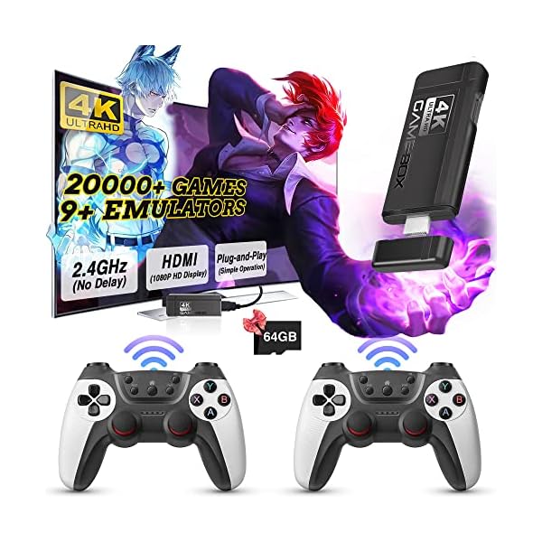 Wireless-Retro-Game-Console-Equipped-with-64G-TF-Card-Plug-and-Play-Nostalgia-Game-Stick-4K-20000-Games-Built-in-9-Classic-Emulators-with-Dual-24G-Wireless-Controllers-White Wireless-Retro-Game-Console-Equipped-with-64G-TF-Card-Plug-and-Play-Nostalgia-Game-Stick-4K-20000-Games-Built-in-9-Classic-Emulators-with-Dual-24G-Wireless-Controllers-White
