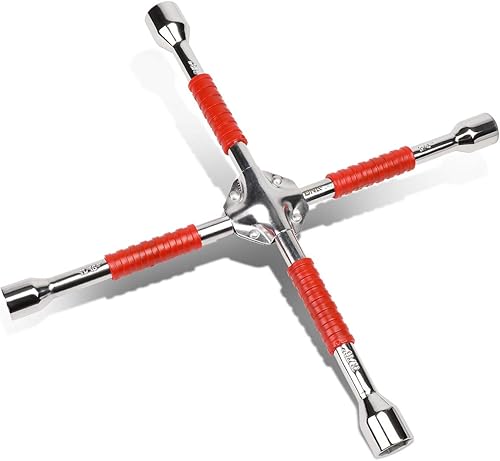DNA Motoring TOOLS-00099 - Llave de agarre de goma de 4 vías duradera para automóvil, kit de herramientas de reparación de cambio de neumáticos de