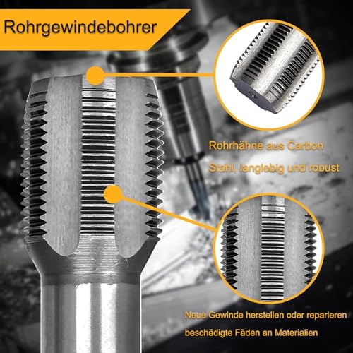 Rohrgewindebohrer, Kohlenstoffstahl Gewindeschneider 1/2 zoll Innengewinde, Einschnittgewindebohrer, Legierter Stahl Einschnitt-Gewindebohrer, für Wasserrohrverbindungen, Autoreparatur und Maschinen