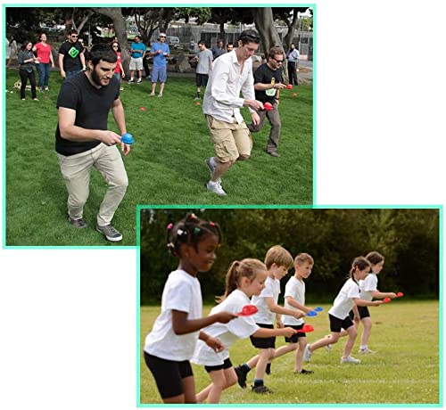 GOLDGE Outdoor Spiele für Kinder, 32pcs Kinderparty Set mit Hüpfsäcken Sandsack Eierlaufen Medaille für Kinder ab 3 Jahren