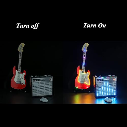 Miniatura 7 de RC con kit de luz LED de sonido compatible con Lego 21329, kit de iluminación para (Fender Stratocaster) (solo luz LED, modelo de bloque de