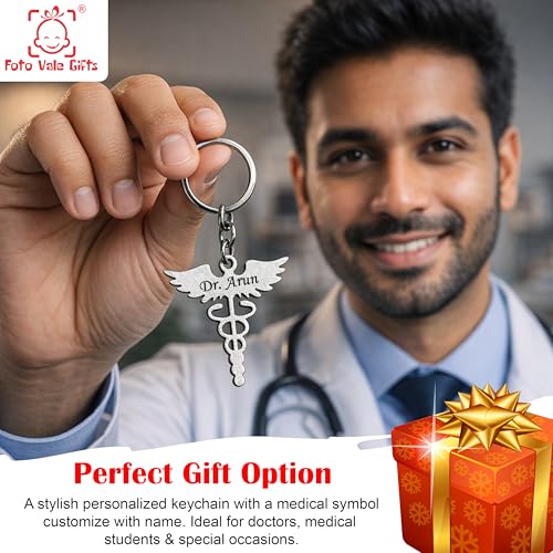 Image of Personalized Name Keychain Stainless Steel | Custom Engraved Metal Keyring for Doctor, CA, Advocate, Rider & Car Lovers | Unique Gift for Men & Women