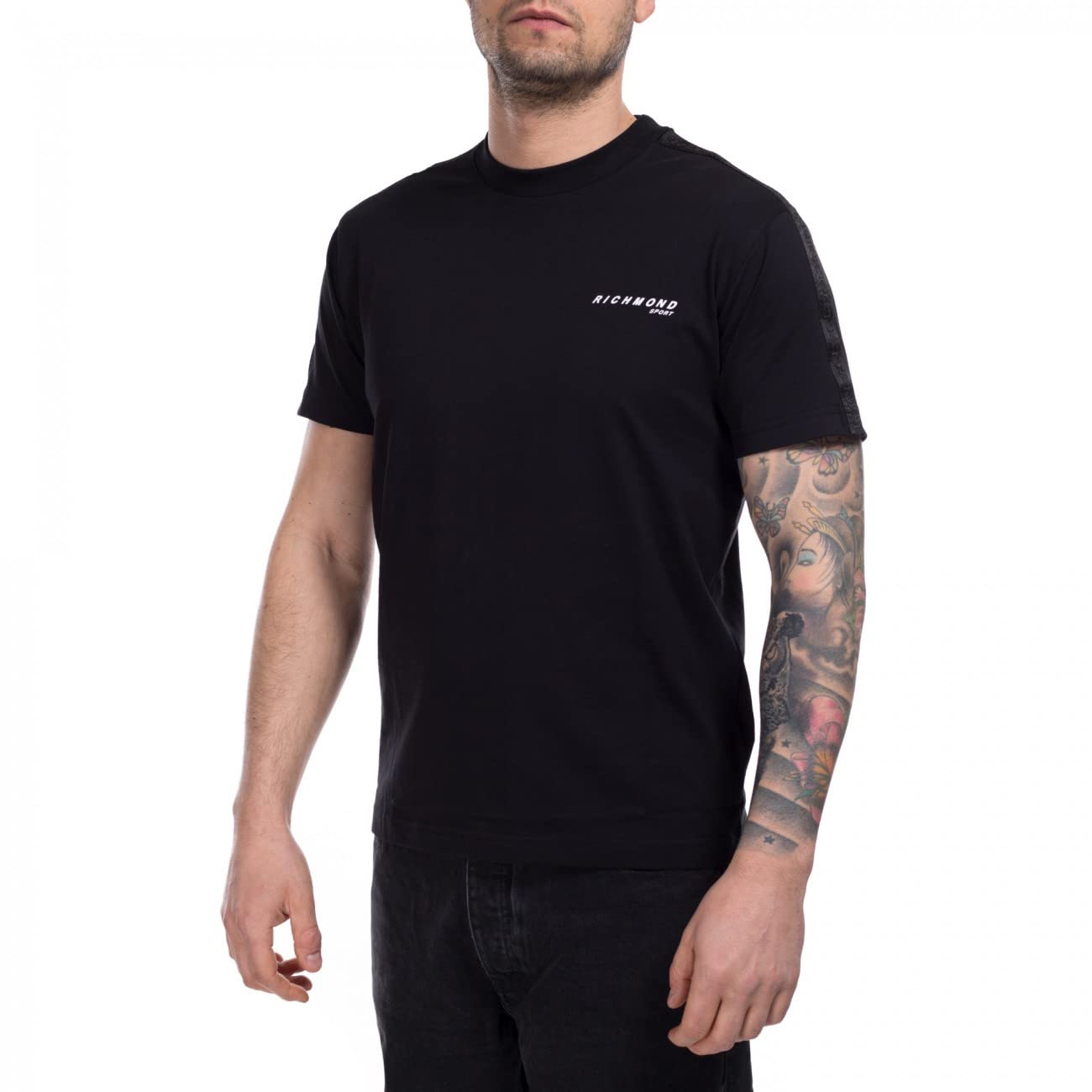 John Richmond T-Shirt Schwarz Bänder Logo, Schwarz , XXL