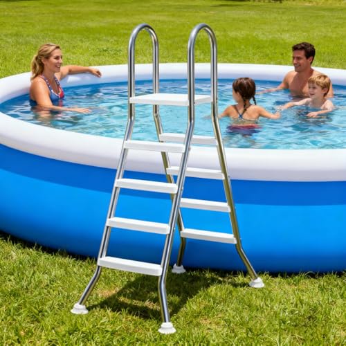Escalera para piscina elevada de acero inoxidable 4 pasos miniatura 2