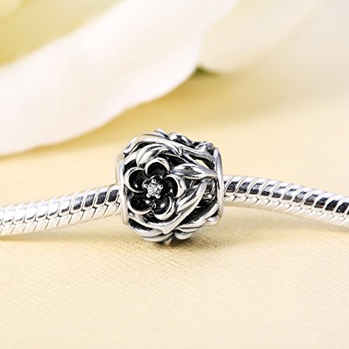 Charm 791409 CZ bola flor negro esmalte para personalizar tu pulsera 7