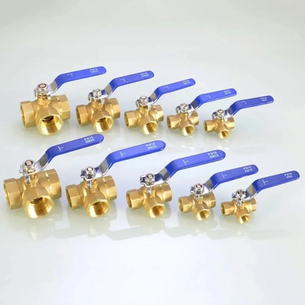 Llave de paso agua 1/4 "3/8" 1/2 "3/4" 1 "BSPP igual hembra latón Tee 3 vías L-Port T-Port Ball Vavle agua Gas aceite hogar jardín(1",L-Port)
