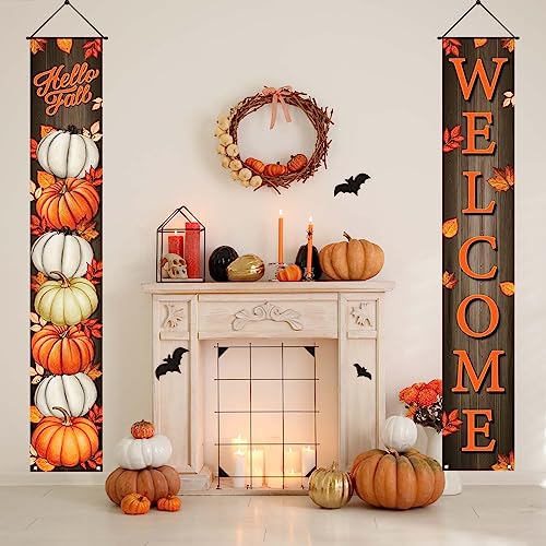 Pumpkin Maple Leaves Leaf Door Fall Decorations Porch Banner Fall Banner Autumn Thanksgiving Decorations Board Wall Hanging Farmhouse Supplies Pumpkin Porch Decorations Outdoor for Home Office Holiday4
