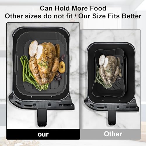 Image of 10QT Large Thickened Silicone Air Fryer Liners 2 Pack for Ninja Foodi Dual Zone DZ550 DZ401 DZ550GY DZ302, Reusable 2-Basket Trays, 6-in-1 DualZone Airfyer Accessories