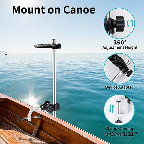 Image of Portable Transducer Mount, 360 Adjustable Rotatable Fish Finder Mount, Transducer Mounting Bracket for Boat Canoe Kayak
