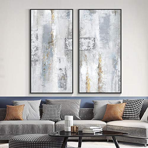 Décoration intérieure paysage abstrait gris triptyque sans cadre - 3