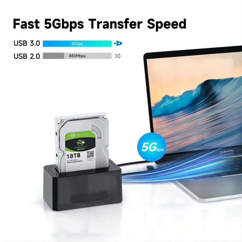 Image of ACASIS SATA /SAS to USB 3.0 Hard Drive Docking Station with 12V /2A Power Adapter for 2.5 & 3.5 inch SATA and SAS HDD /SSD, Support up to 18TB