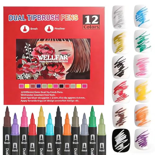 Dual Tip Markers 12 Colors - Use Code 27H66UGR for Savings