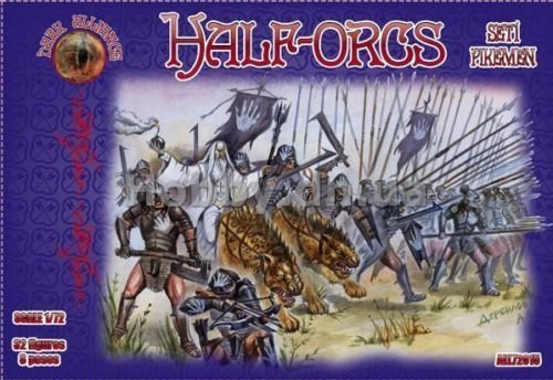 Kit de modelo plástico Half-Orcs Pikemen 1/72 miniatura 1