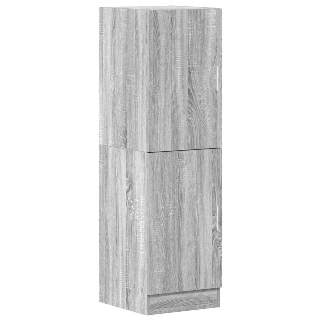Juego de 2 unidades de armario de cocina gris Sonoma, armario de almacenamiento de madera, armario multiusos con puertas y compartimentos abiertos para cocina, oficina y comedor, 95 x 41,5 x
