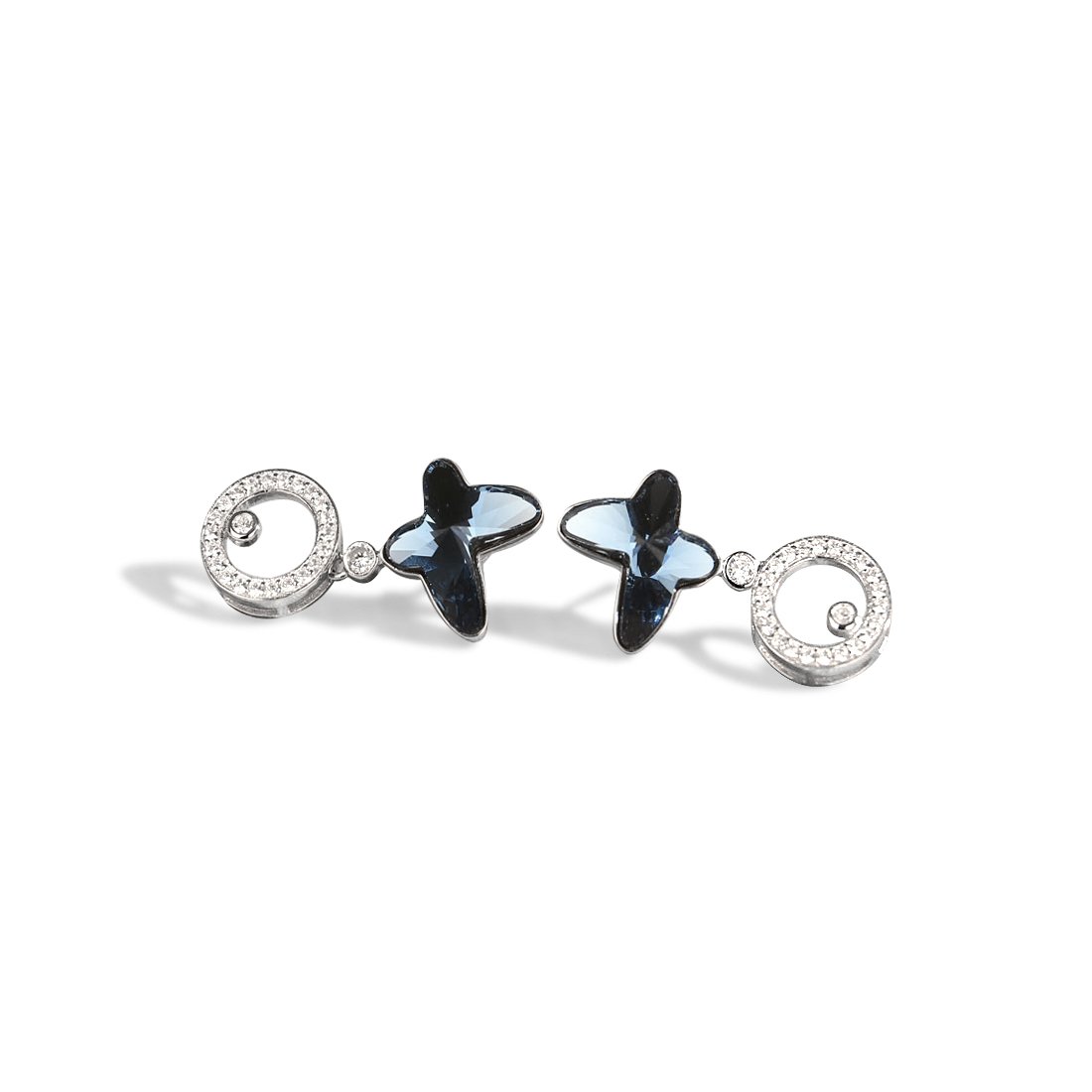 MORNYRAY Butterfly Wing Earrings Blue Butterfly Earrings With Silver Stud Crystal Drops Hypoallergenic Earring For Women