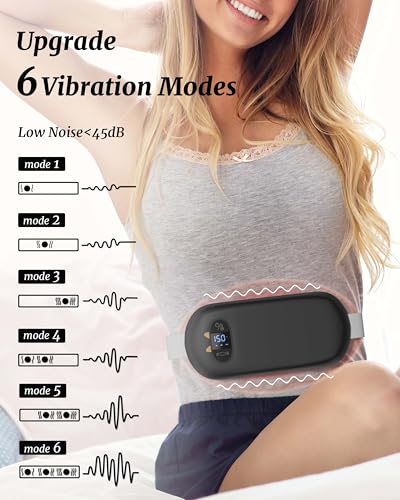 Image of FSA HSA Eligible Portable Heating Pad for Cramps, Upgrade Cordless Electric Period Fast Heating Pad for Back Pain Relief Menstrual Belt 6 Heat 6 Massage Modes Gift for Women Girls Her Girlfriend Black