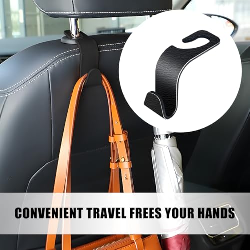 HZEL Car Seat Headrest Hook, 4PCS Vehicle Back Seat Hanger Hook for Purse Coat Umbrella, Multifunctional Auto Interior Storage Organizer Accessories, Universal for SUV RV Truck (Black) - Thumbnail 5