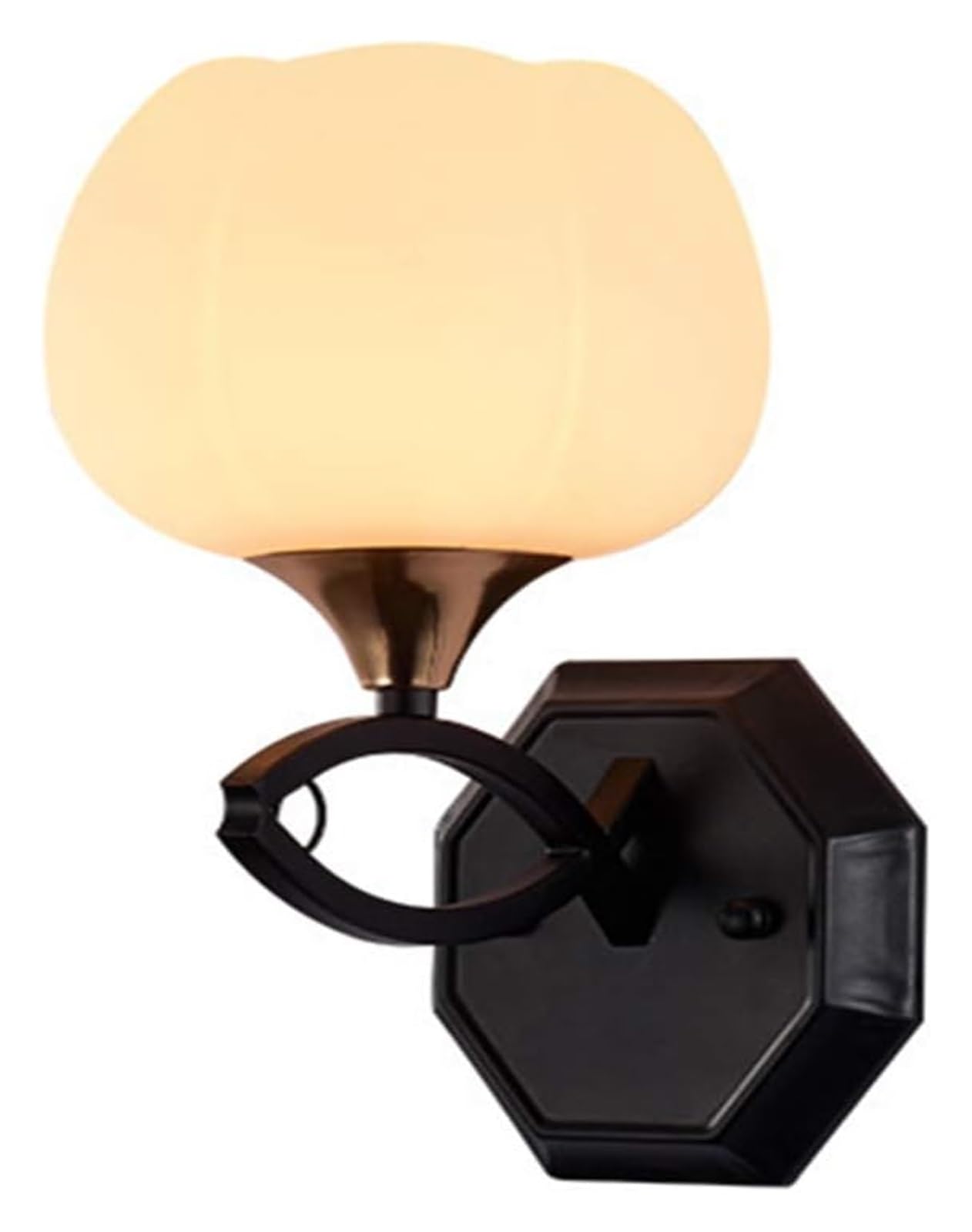 HYJAUSXB Wall Sconce Light - E27 Lamp with Glass Round Lampshade Elegant Design for Bedroom or Reading Soft