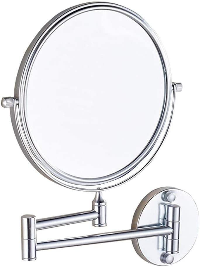 Miroir de salle de bain mural pivotant 8 pouces argent avec grossissement 3X