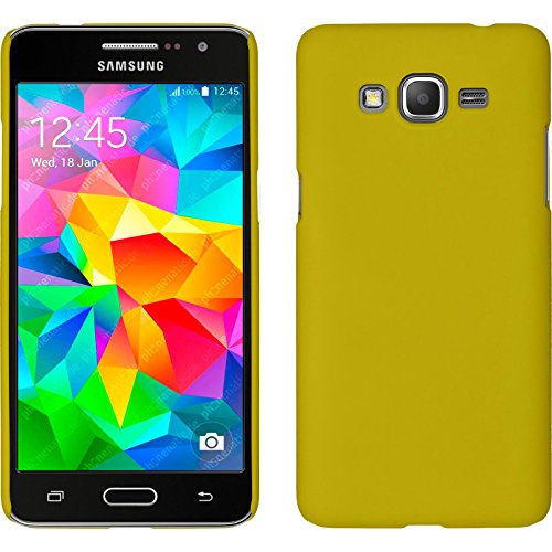 PhoneNatic Funda Rígida Compatible con Samsung Galaxy Grand Prime   Goma Amarillo   Cover Cubierta + Protector de Pantalla