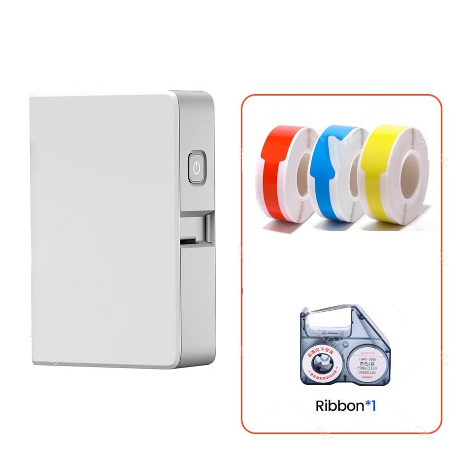 Image of Mini Portable Label Printer Thermal Transfer Pocket Printer with Black Ribbon(3Cable1Ribbon)