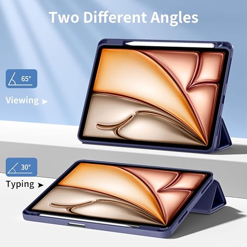 Image of TGK Rotating Case Cover for iPad Air 13 inch M4 /M3 /M2 (2026 /2025 /2024) with Pencil Holder (Dark Blue)