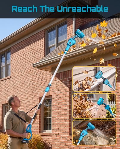 Image of Gutter Cleaning Tools Cordless Leaf Blower for Roof Gutters, 700CFM /200MPH | 3-Speed, 2x 4.0Ah Batteries, 8.9ft Telescopic Pole & 180 Swivel, Clean Gutters from Ground Safely, for Lawn, Patio, Snow