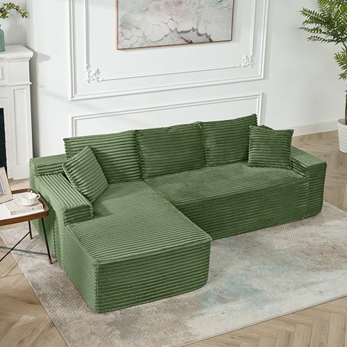 L-Shaped Cloud Sectional Couch, Left Facing Modular Compressed Boneless Sectional